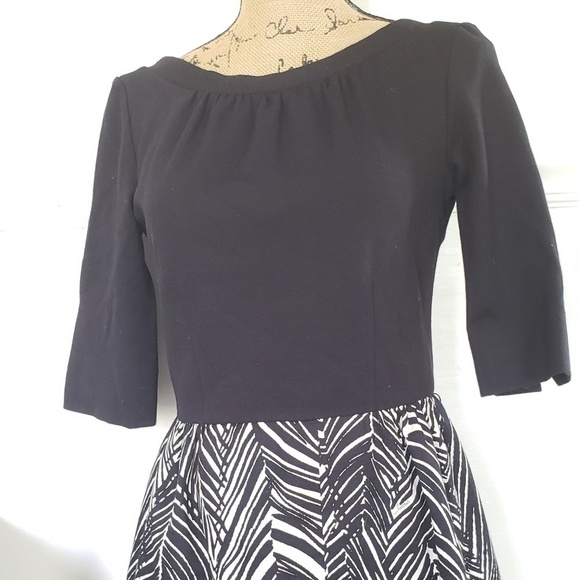 Milly A-line cocktail dress black white palm print - Picture 2 of 8